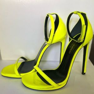 YSL Saint Laurent Patent Leather Sandals SNT61257 - Neon Yellow - EU36.5 / US6.5